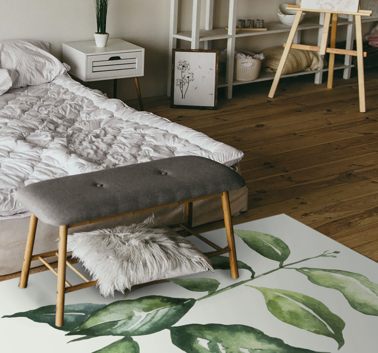 Kasvitieteellinen lehtikuva kukka vinyylimatto - Tenstickers