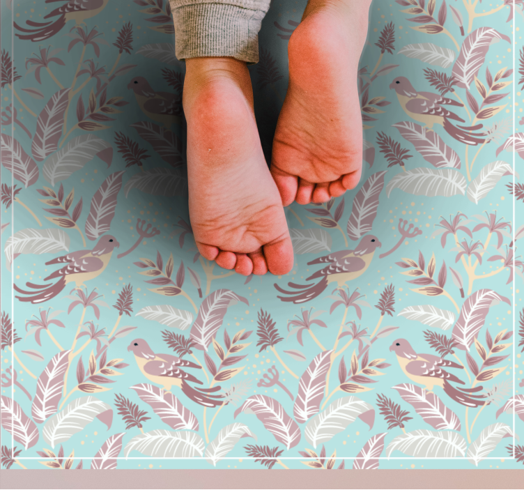 Kasvitieteellinen lintuaihe kukka vinyylimatto - Tenstickers