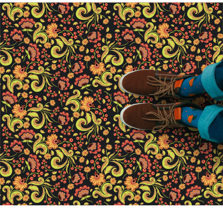 Kasvitieteellinen pyörreaihe kukka vinyylimatto - Tenstickers