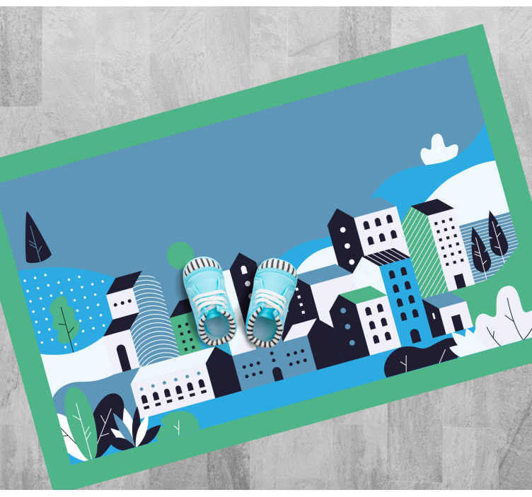 Sininen kaupunkimaisema vinyylimatto - Tenstickers