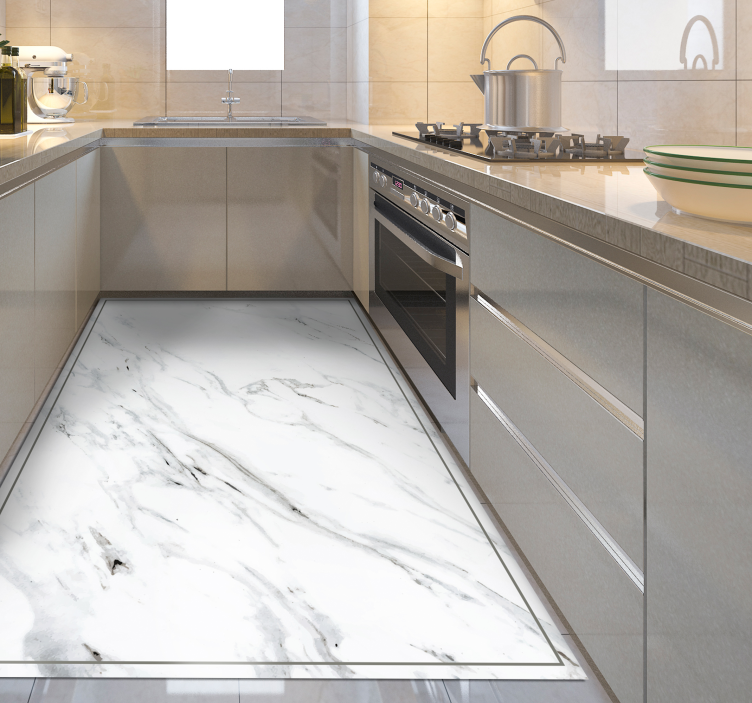 Keittiön marmorivaikutukseen moderni vinyylimatto - Tenstickers