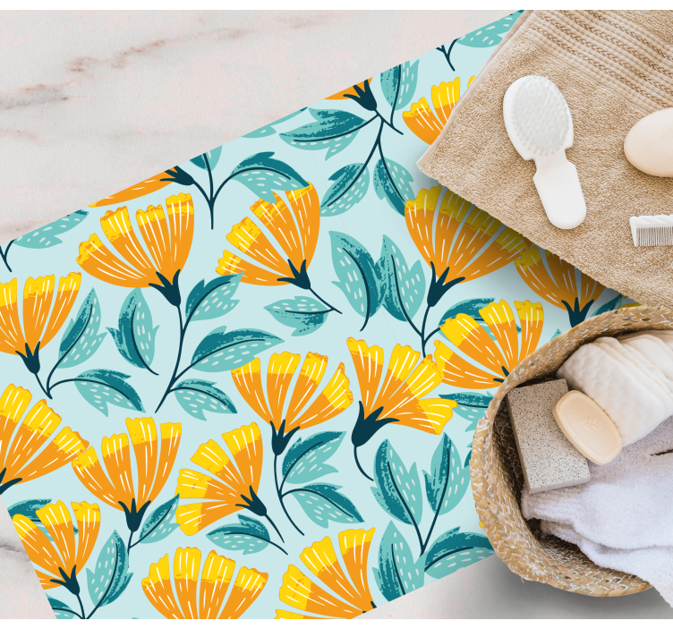 Keltainen kukka kuvio kukka vinyylimatto - Tenstickers