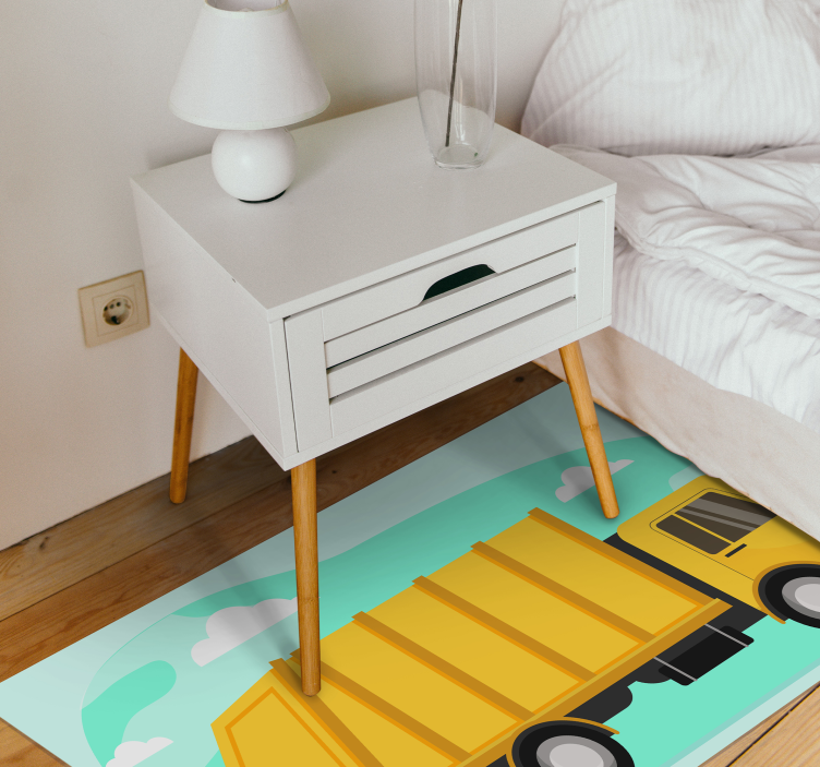 Keltainen roska-auto Lisää vinyylimattoja lapsille - Tenstickers