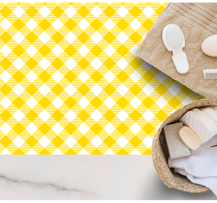 Keltainen timanttikuvio raidallinen vinyylimatto - Tenstickers