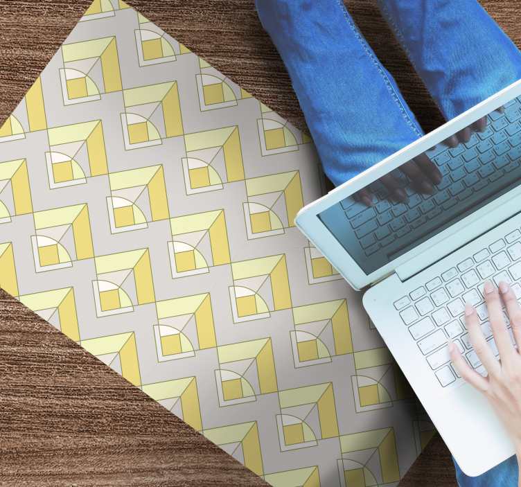 Keltainen ja harmaa kuvio geometrinen vinyylimatto - Tenstickers