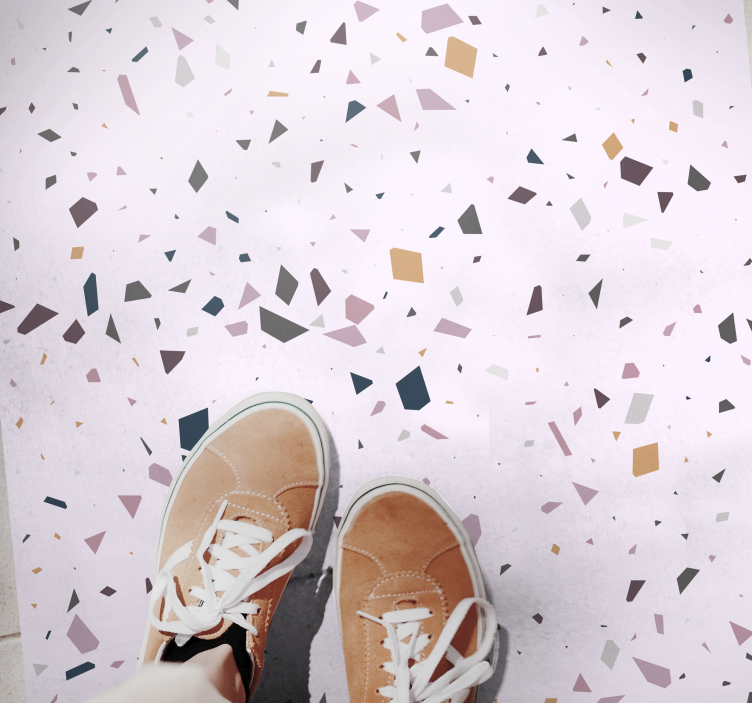 Klassinen vaaleanpunainen terrazzo vinyylimatto keittiöön - Tenstickers