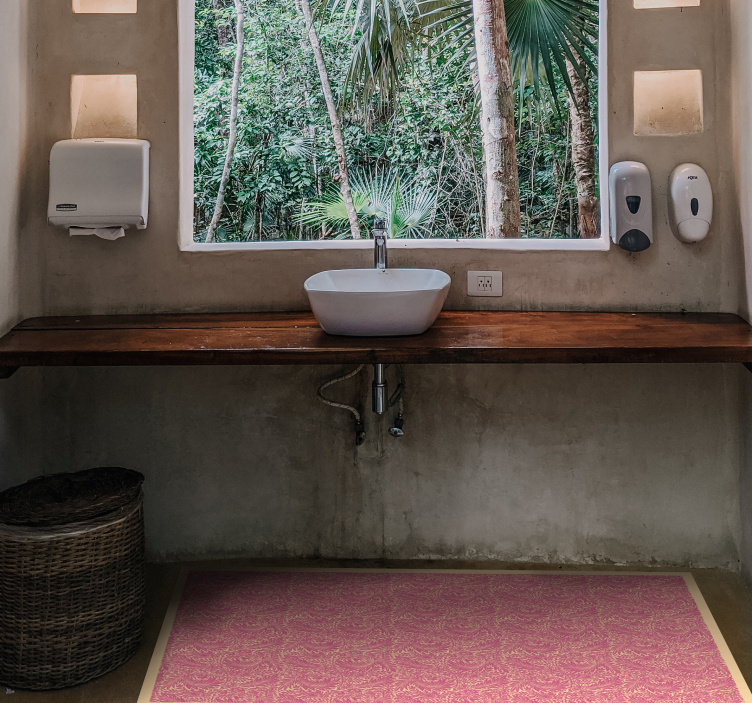 Koristeellinen pinkki vinyylimatto kylpyhuoneeseen - Tenstickers