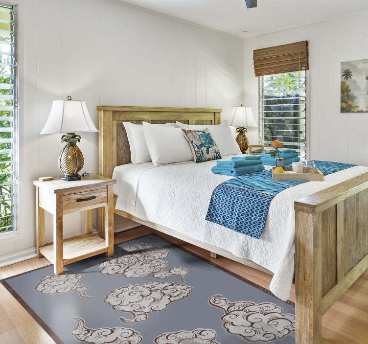 Koristeellisia pilvikuvioita Vinyylimatto makuuhuoneeseen - Tenstickers