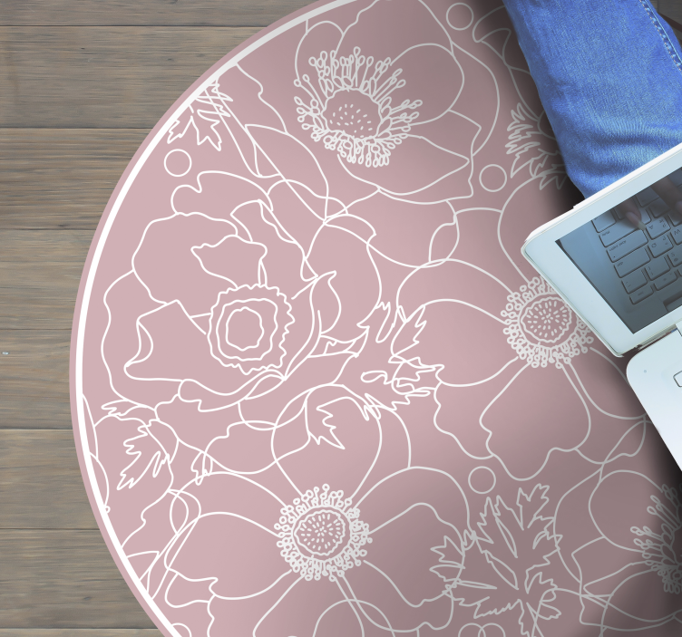 Kukka ääriviivamotiivi kukka vinyylimatto - Tenstickers