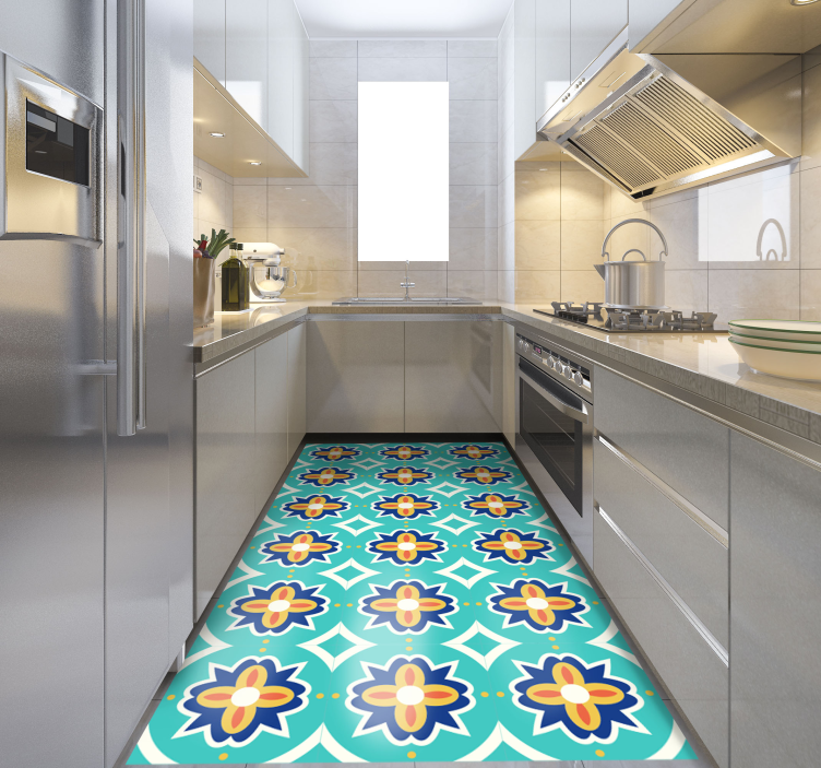 Kukka mosaiikkikuvio laatta vinyylimatto - Tenstickers