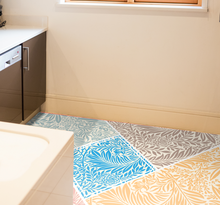 Kukka-tilkkutäkkikuvio keittiön vinyylimatto - Tenstickers