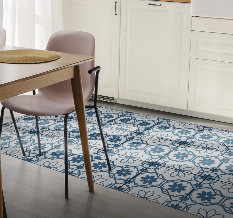 Kukkainen mosaiikkilaatta laatta vinyylimatto - Tenstickers