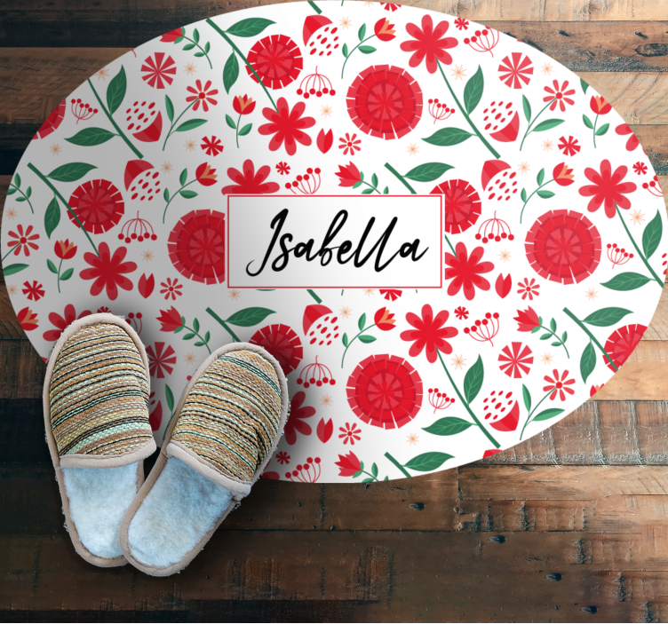 Räätälöityjä punaisia kukkia Vinyylimatto makuuhuoneeseen - Tenstickers