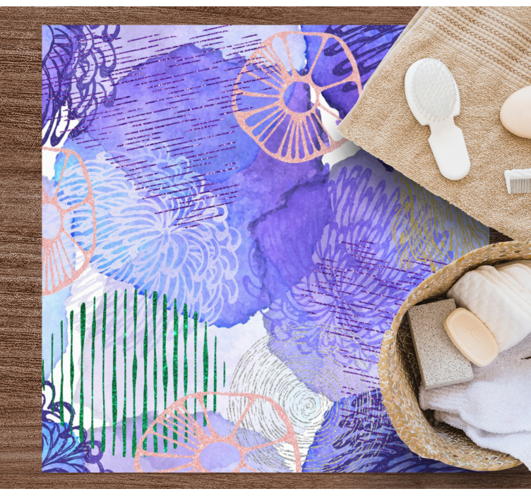 Kukkaisia pyörrekuvioita kylpyhuoneen vinyylimatto - Tenstickers