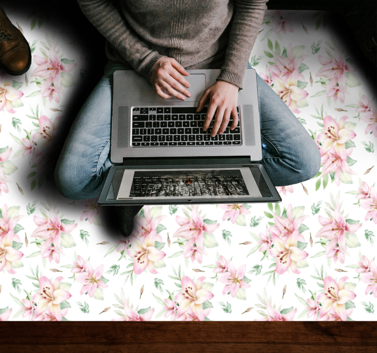 Kukkakukkien eleganssia kukka vinyylimatto - Tenstickers