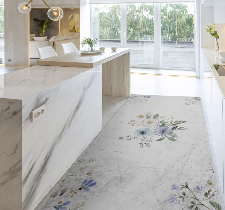 Kukkamarmorieleganssia kukka vinyylimatto - Tenstickers