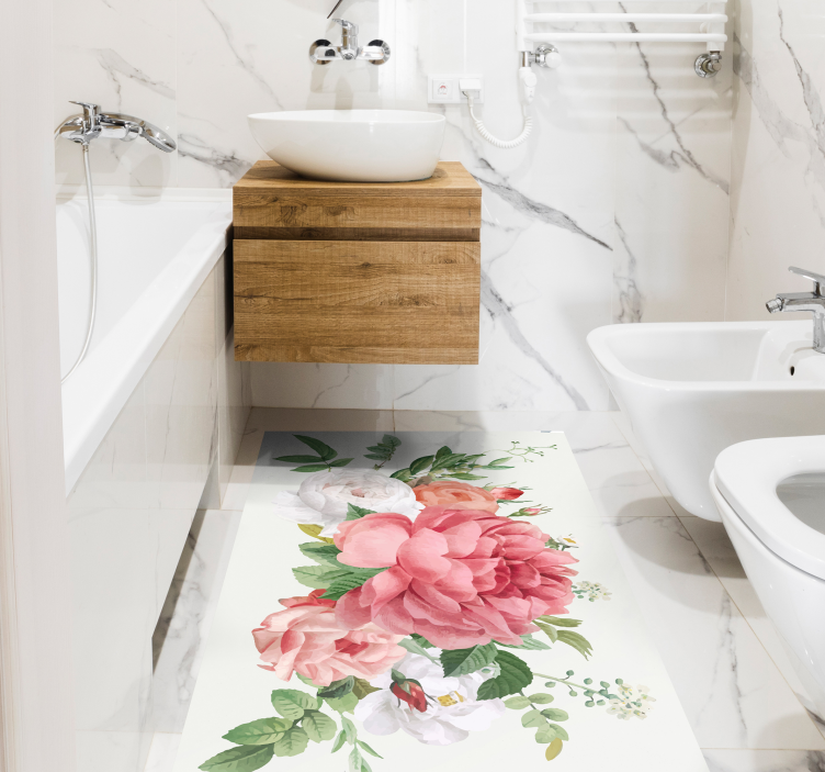 Kukkia ja ruusuja kukka vinyylimatto - Tenstickers