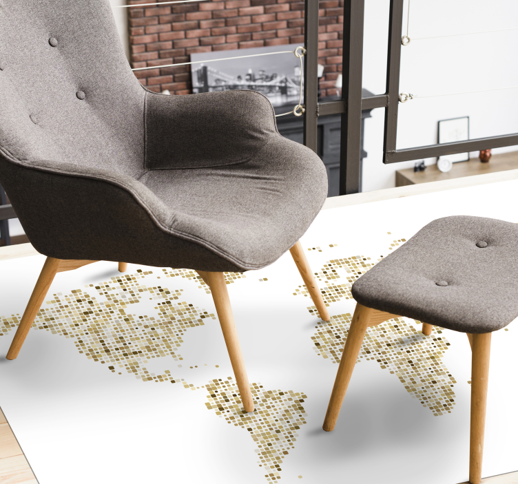 Kultaisen kartan ääriviivat maailmakartta vinyylimatto - Tenstickers