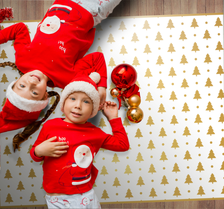 Kultaiset joulumännyt jouluinen vinyylimatto - Tenstickers