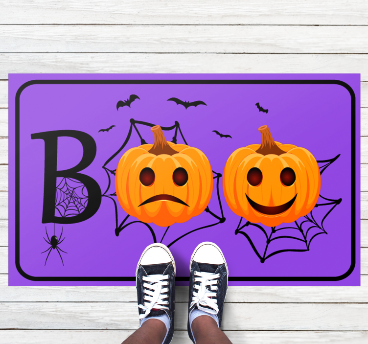 Kurpitsan hämähäkinverkko boo halloween vinyylimatto - Tenstickers