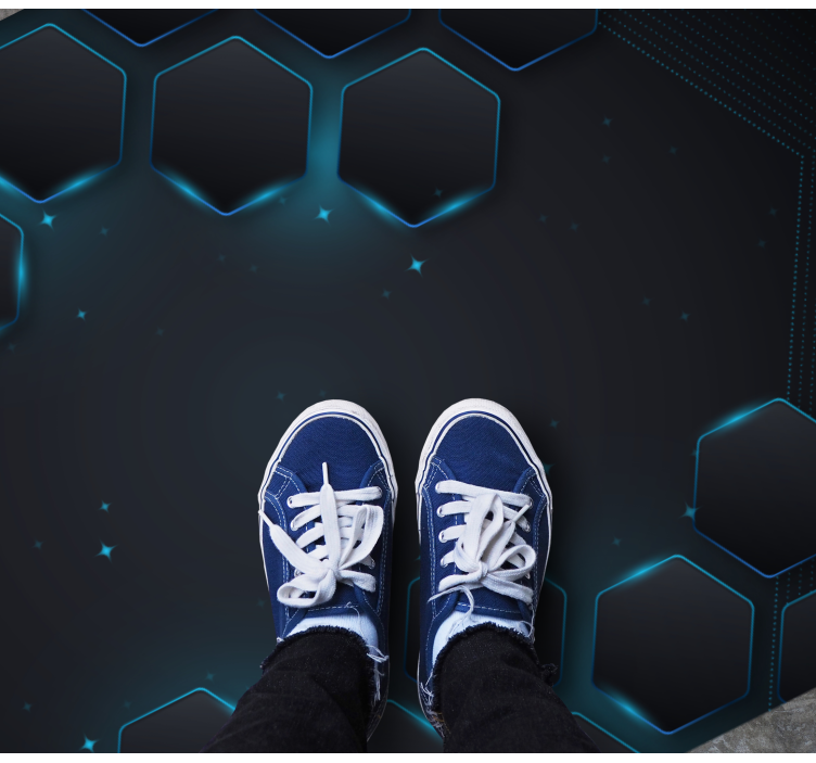 Sininen kuusikulmainen asettelu geometrinen vinyylimatto - Tenstickers