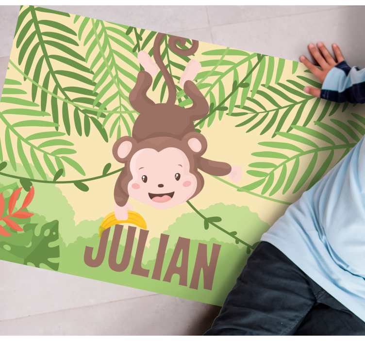 Leikkisä apinateema nimi vinyylimatto - Tenstickers