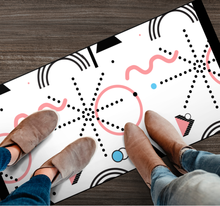 Valkoinen geometrinen kuvio moderni vinyylimatto - Tenstickers