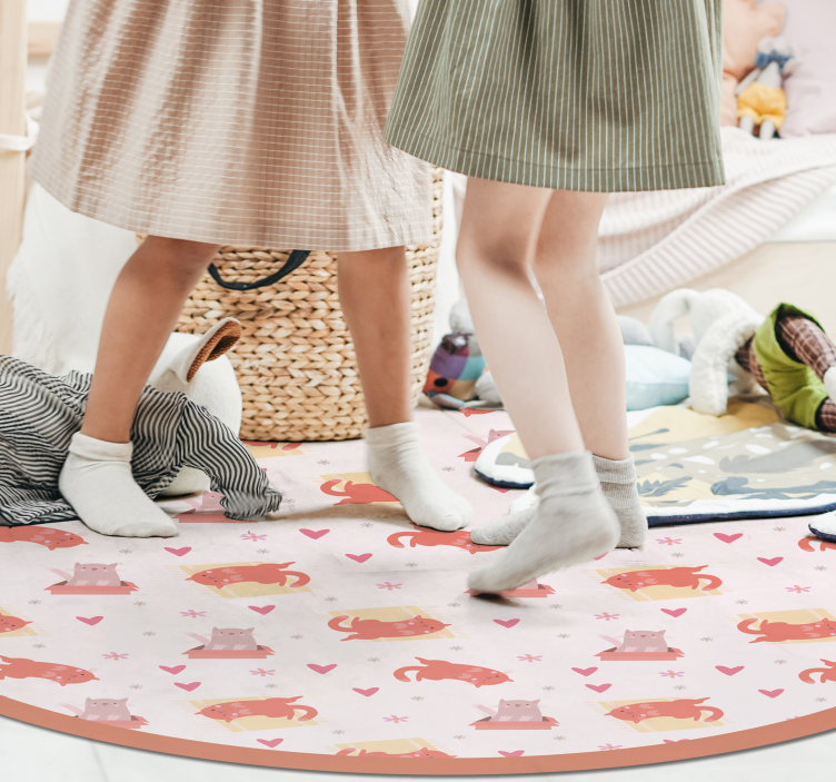 Leikkisä kissa-aihe Vauvan huoneen vinyylimatto - Tenstickers