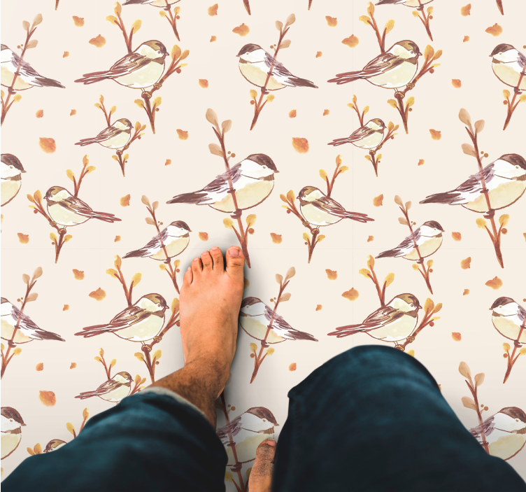 Lumoavat lintuaiheet kukka vinyylimatto - Tenstickers