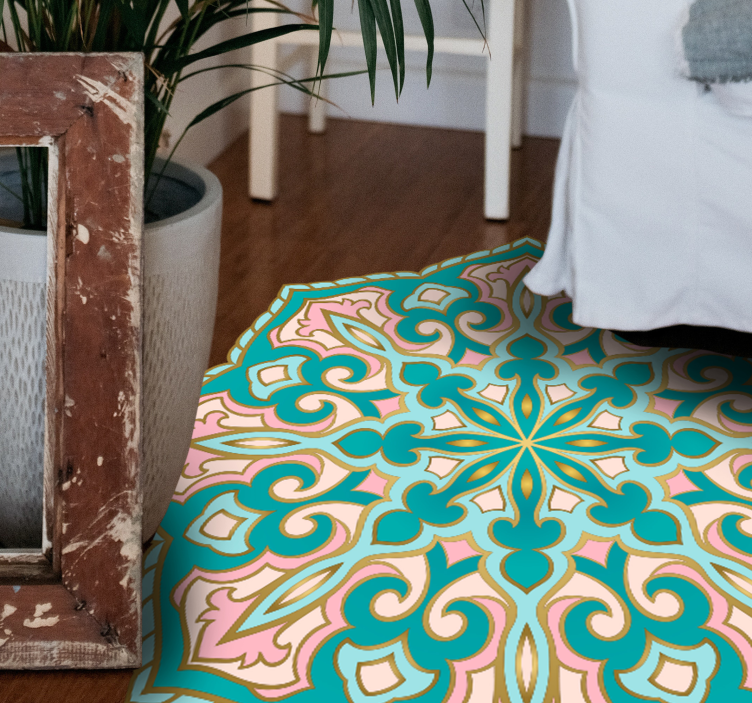 Mandala-vaikutteinen medaljonki vinyylimatto mosaiikki - Tenstickers