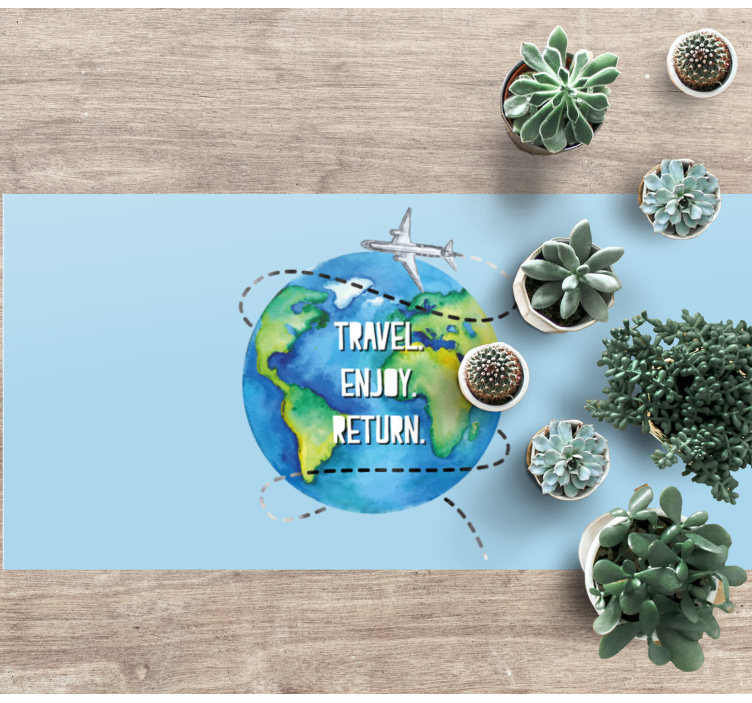 Matkan ilo palaa takaisin maailmakartta vinyylimatto - Tenstickers