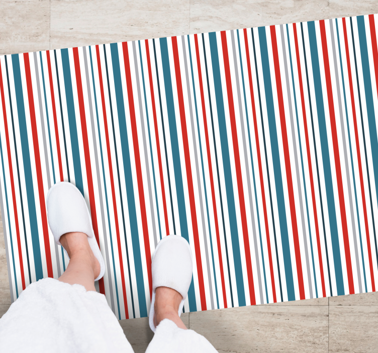 Merellinen retro raidallinen muotoilu vinyylimatto suorakulmainen - Tenstickers