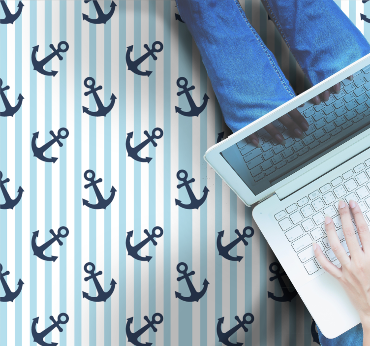 Meriankkuriaihe raidallinen vinyylimatto - Tenstickers