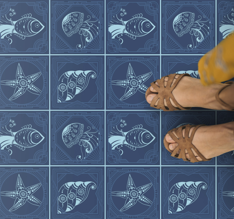 Merielämän suunnittelu kylpyhuoneen vinyylimatto - Tenstickers