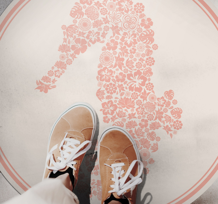 Merihevonen kukkakuvio kukka vinyylimatto - Tenstickers