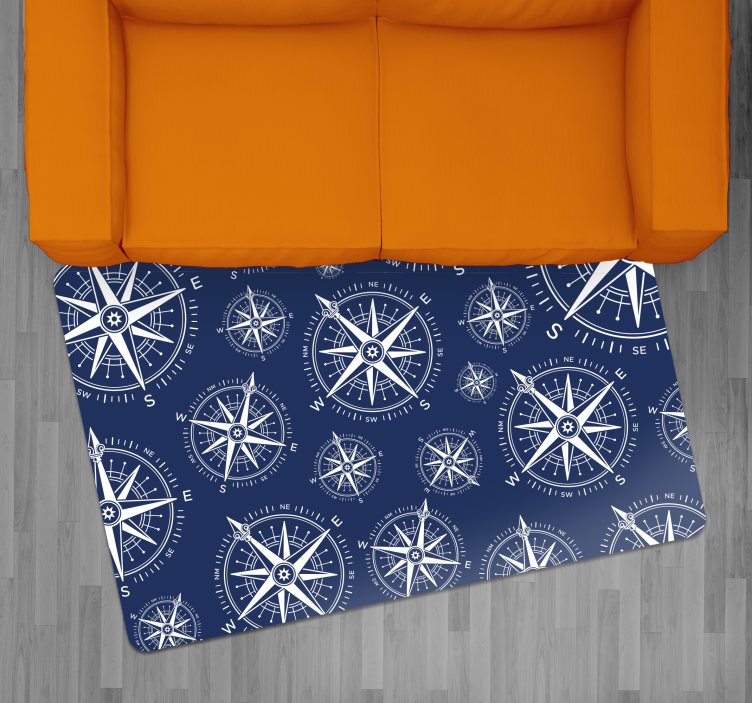 Merikompassi kuvio maailmakartta vinyylimatto - Tenstickers