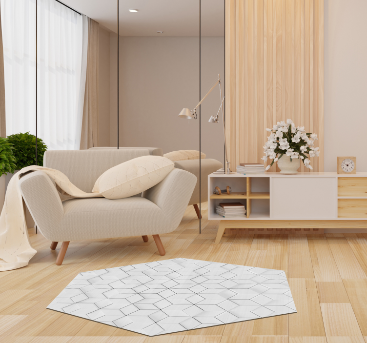 Minimalistinen geometrinen kuvio vinyylimatto olohuoneeseen - Tenstickers
