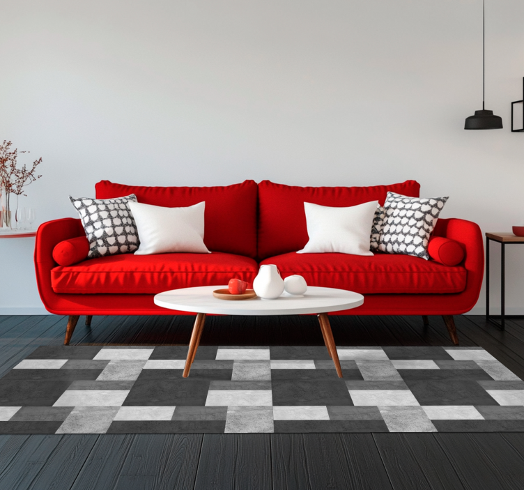 Modernit neliöt musta vinyylimatto - Tenstickers