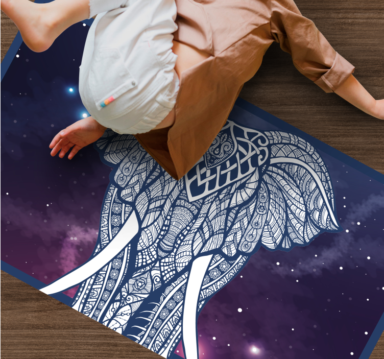 Monimutkainen norsuaiheinen taideteos nimi vinyylimatto - Tenstickers