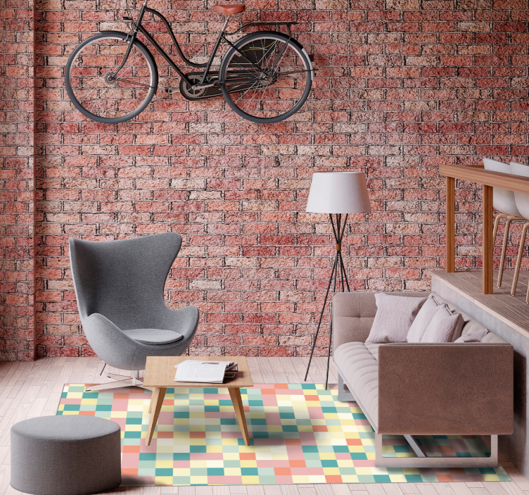 Monivärinen ruudukko vinyylimatto raidallinen - Tenstickers