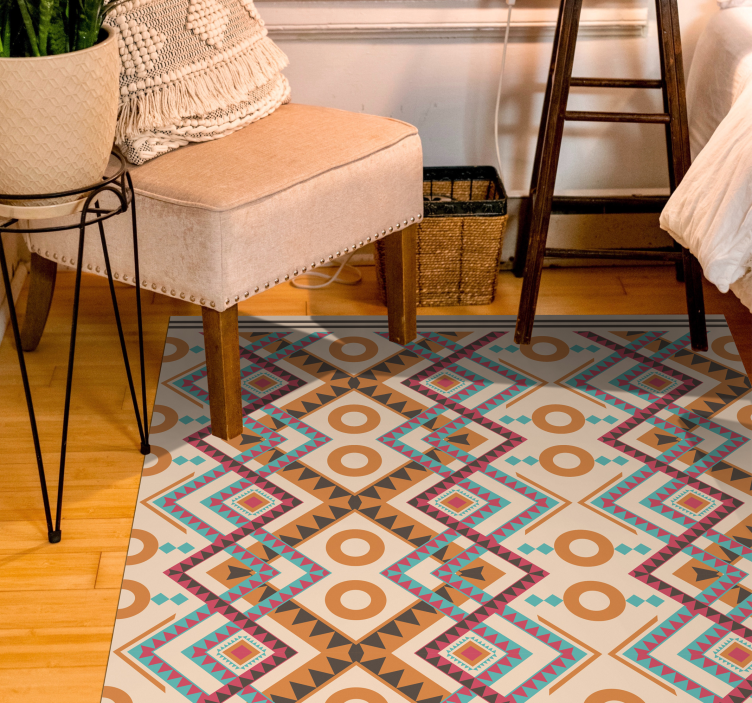 Monivärinen timanttikuvio etninen vinyylimatto - Tenstickers
