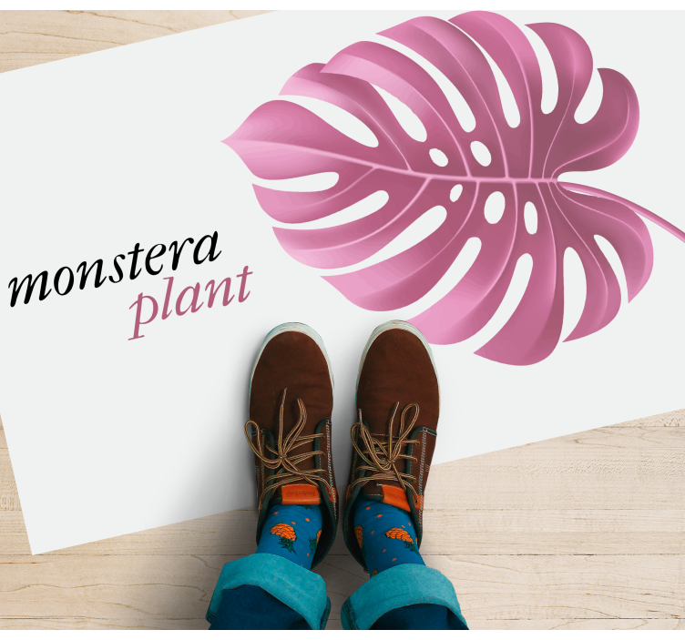 Vaaleanpunainen monstera-kasvi kukka vinyylimatto - Tenstickers