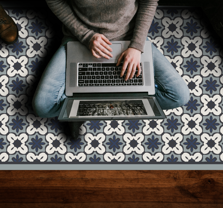 Harmaa klassinen asetelma mosaiikki vinyylimatto - Tenstickers