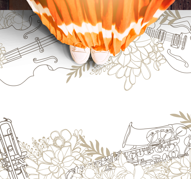 Musiikillinen kukka-asetelma kukat ja kasvit vinyylimatto - Tenstickers