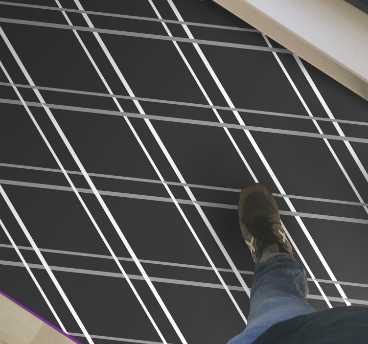 Musta timantti kuvio vinyylimatto geometrinen - Tenstickers