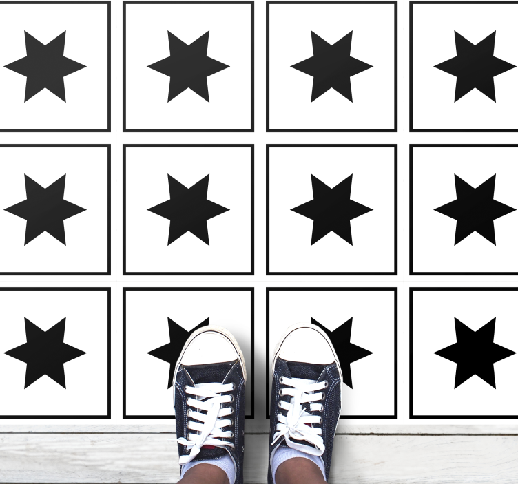 Mustavalkoinen motiivi tähti vinyylimatto - Tenstickers