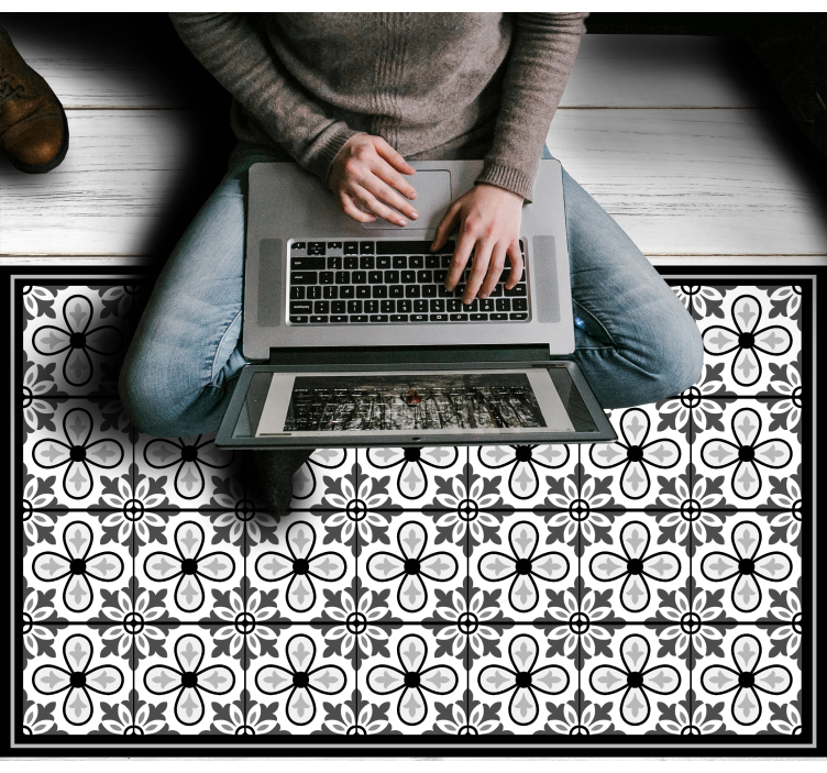 Mustavalkoiset laatat vinyylimatto keittiöön - Tenstickers