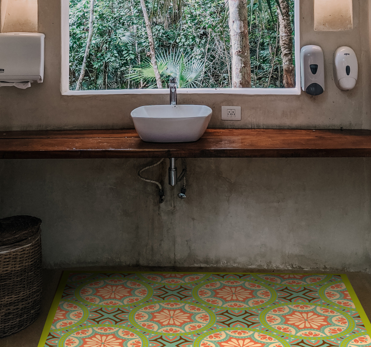 Persialainen vihreä mosaiikki vinyylimatto kylpyhuoneeseen - Tenstickers