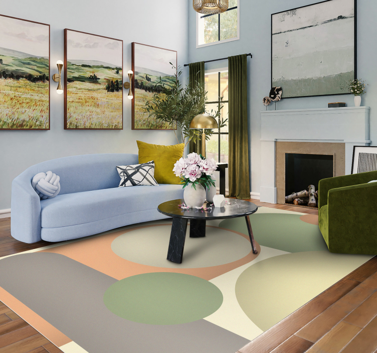 Nykyaikaiset pyöreät kuviot moderni vinyylimatto - Tenstickers