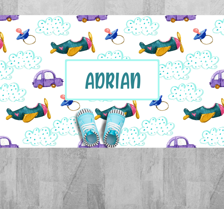 Oikukas lentokoneteema nimi vinyylimatto - Tenstickers